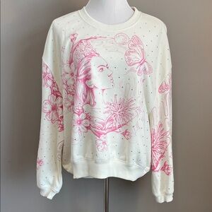 Wicked X Katie Kime Women's Good/Bad Graphic Pullover Sweatshirt in Cream Large